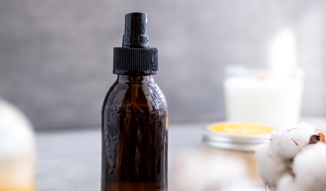 beauty container on bathroom counter