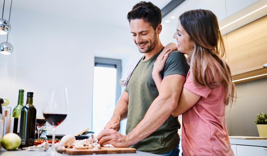 couple cooking together